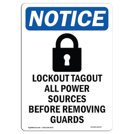 Signmission Safety Sign, OSHA Notice, 18" Height, Lockout Tagout All Sign With Symbol, Portrait OS-NS-D-1218-V-14037